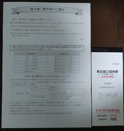 USMHの3000円優待券