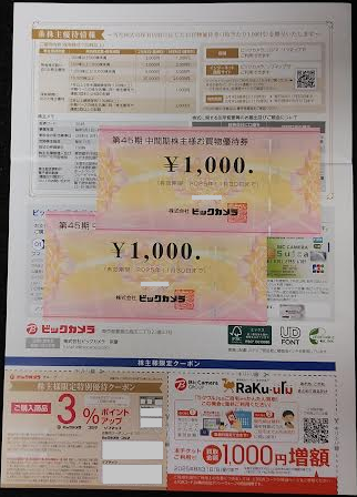 ビックカメラの優待は長期保有とポイントアップでお得感アップ