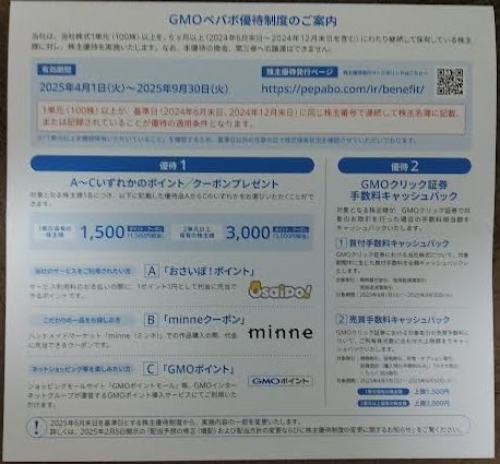 GMO系の株主優待改悪