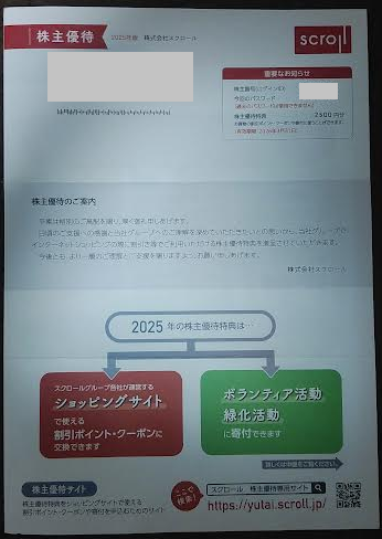 スクロールの変更前の株主優待